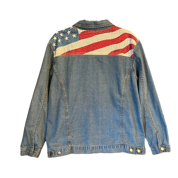 Vintage Jackets & Blazers - Vtg Bradford Exchange Patriotic Denim Jacket Size Medium